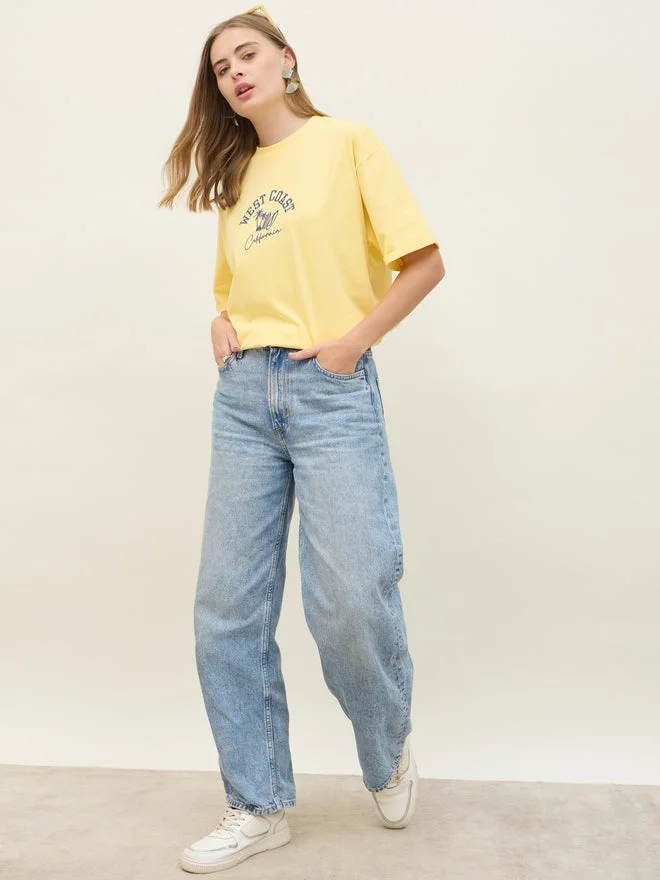 Styli Oversized West Coast Embroidered Roll-Up Sleeves T-Shirt